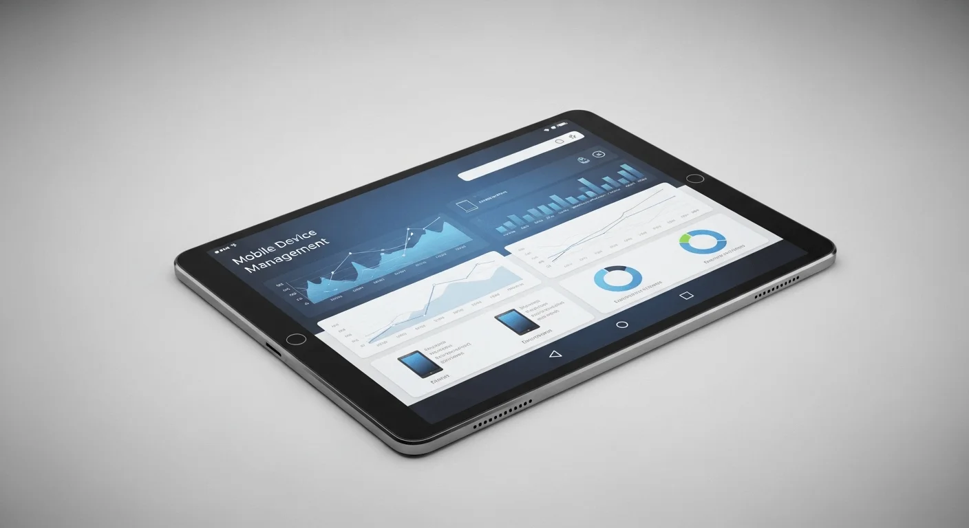 3D render of an Android tablet with the status bar and navigation buttons visually greyed out or disabled.