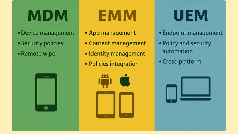 MDM vs. EMM vs. UEM: Principales diferencias explicadas para las empresas modernas