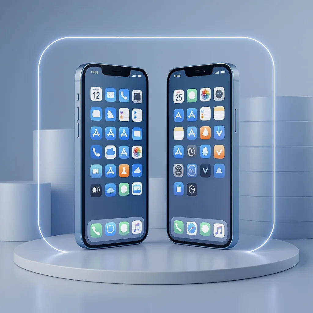 image showing two smartphones side by side mirrored